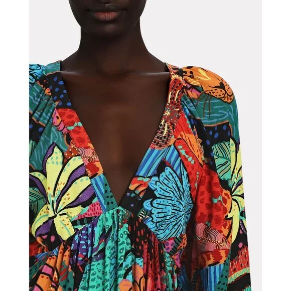 Farm Rio Cool Leopard Maxi Dress in Multicolor Medium Womens Long Gown - Picture 3 of 15